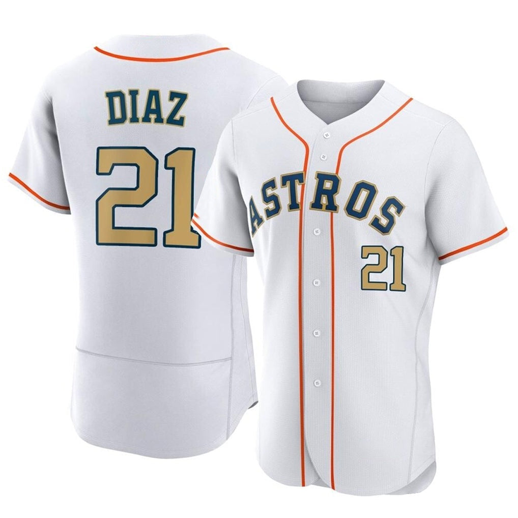 Rebec H.Astros #21 Yainer Diaz Player Gold Collection Limited Elite Home Stitched Jerseys