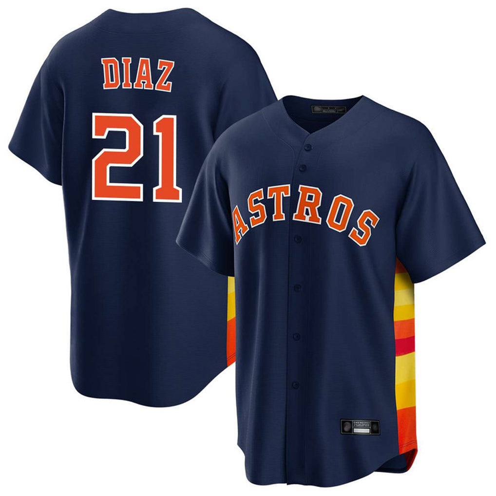 Rebec H.Astros #21 Yainer Diaz Player Navy Home Game Stitched Jerseys