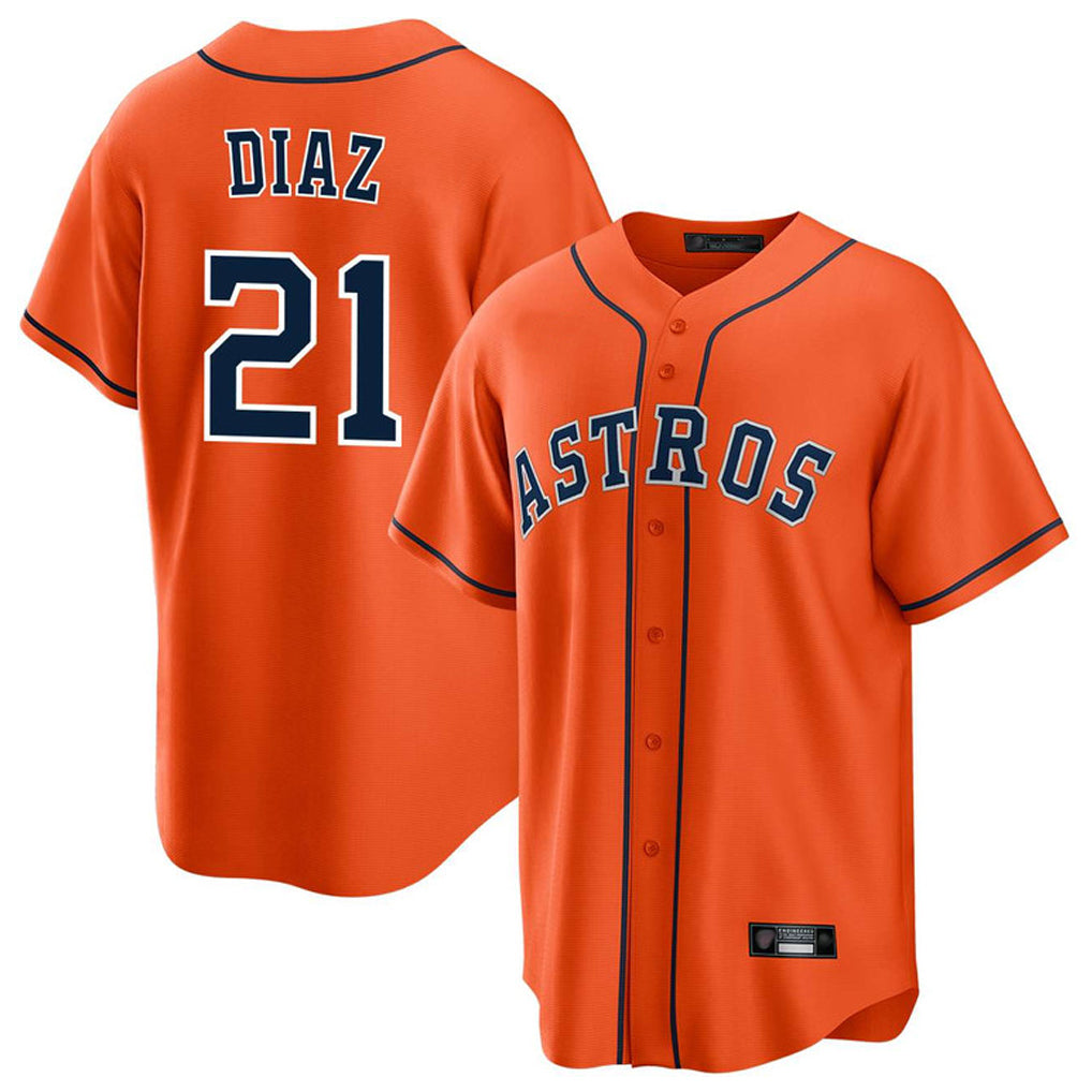 Rebec H.Astros #21 Yainer Diaz Player Orange Home Game Stitched Jerseys