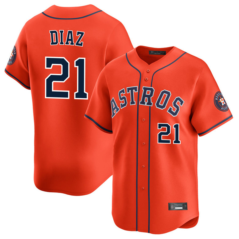 Rebec H.Astros #21 Yainer Diaz Player Orange Home Limited Stitched Jerseys