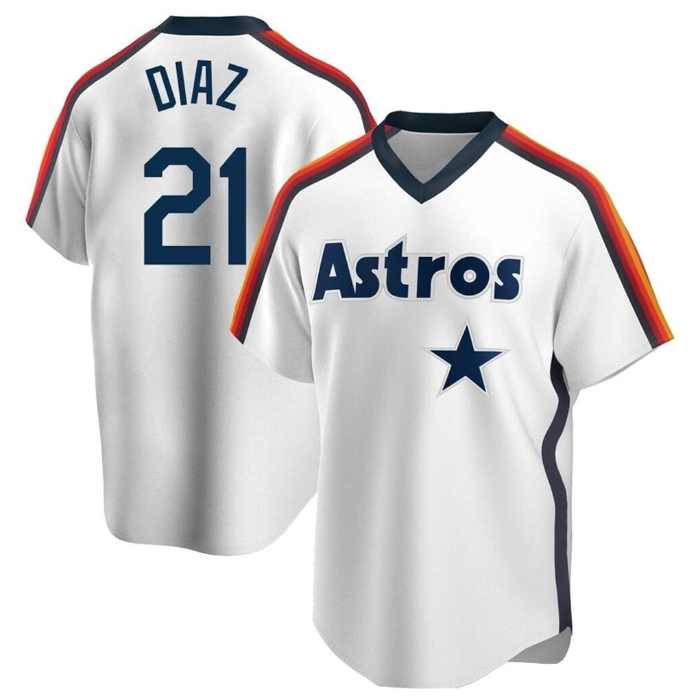 Rebec H.Astros #21 Yainer Diaz Player White Cooperstown Collection T-shirt Stitched Jerseys