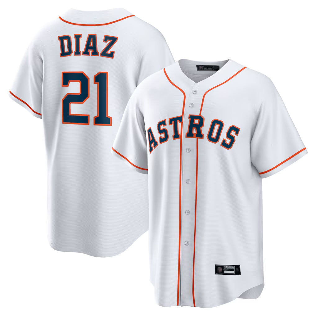 Rebec H.Astros #21 Yainer Diaz Player White Home Game Stitched Jerseys