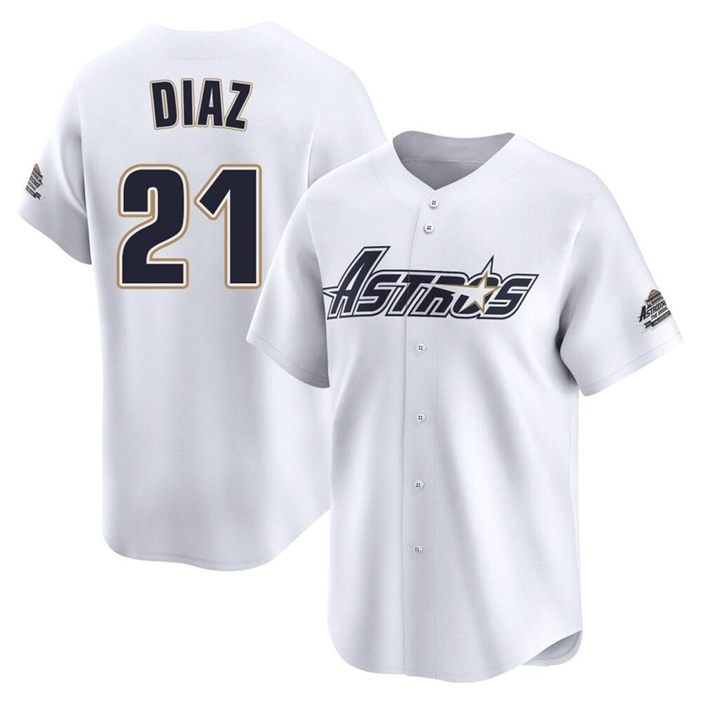 Rebec H.Astros #21 Yainer Diaz Player White Throwback Cooperstown Collection Limited Stitched Jerseys