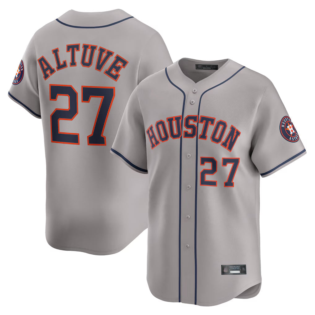 Rebec H.Astros #27 Jose Altuve Player Gray Home Limited Stitched Jerseys