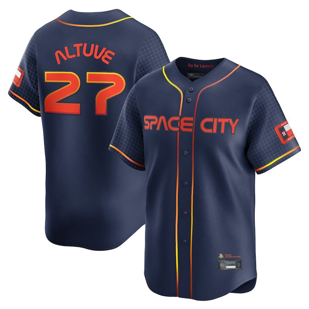 Rebec H.Astros #27 Jose Altuve Player Navy City Connect Limited Home Stitched Jerseys