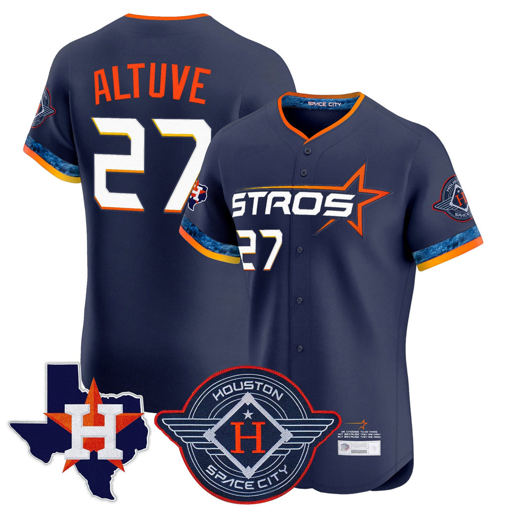 Rebec H.Astros #27 Jose Altuve Player Navy City Connect Texas Patch Vapor Premier Limited Elite Home Stitched Jerseys