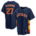 Rebec H.Astros #27 Jose Altuve Player Navy Home Game Stitched Jerseys