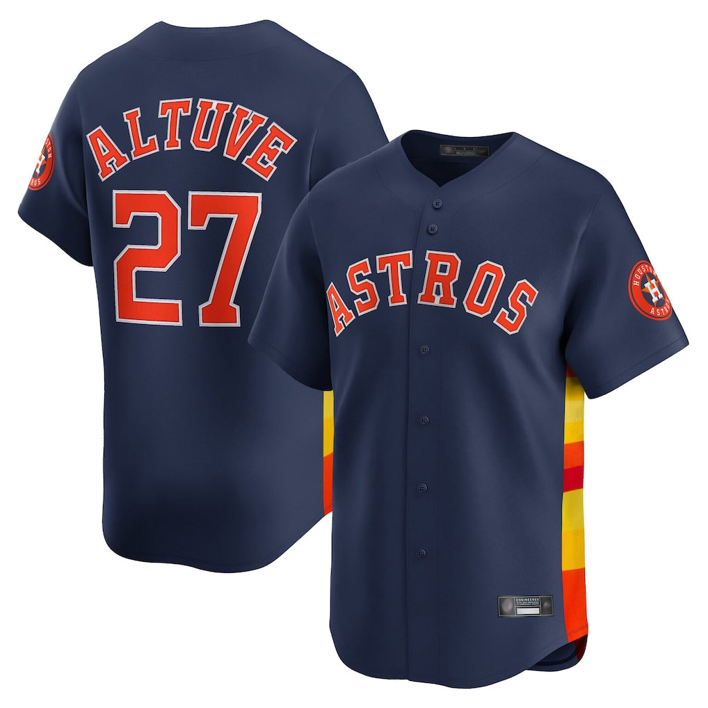 Rebec H.Astros #27 Jose Altuve Player Navy Home Limited Stitched Jerseys
