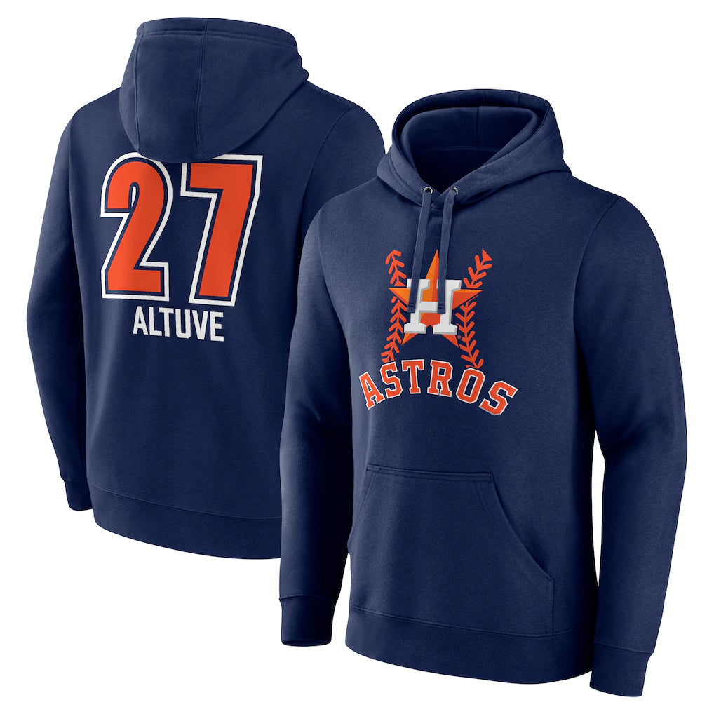 Rebec H.Astros #27 Jose Altuve Player Navy Pullover Hoodie Stitched Jerseys