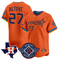 Rebec H.Astros #27 Jose Altuve Player Orange City Connect Texas Patch Vapor Premier Limited Home Stitched Jerseys