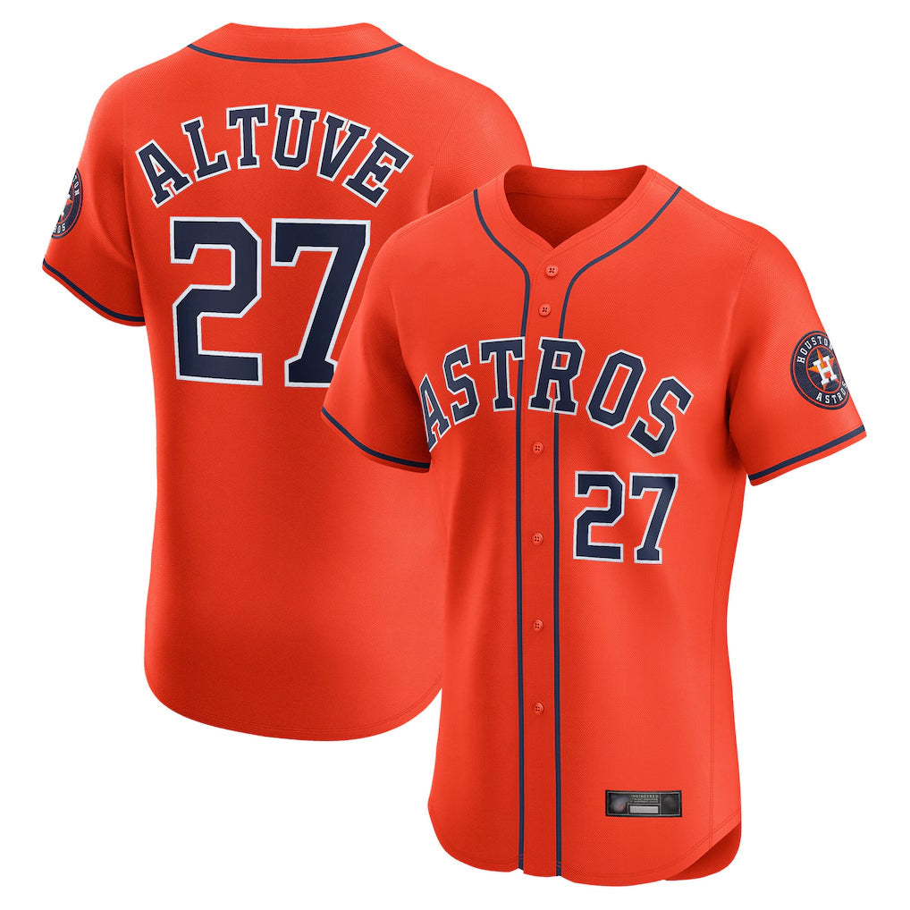Rebec H.Astros #27 Jose Altuve Player Orange Home Limited Elite Stitched Jerseys