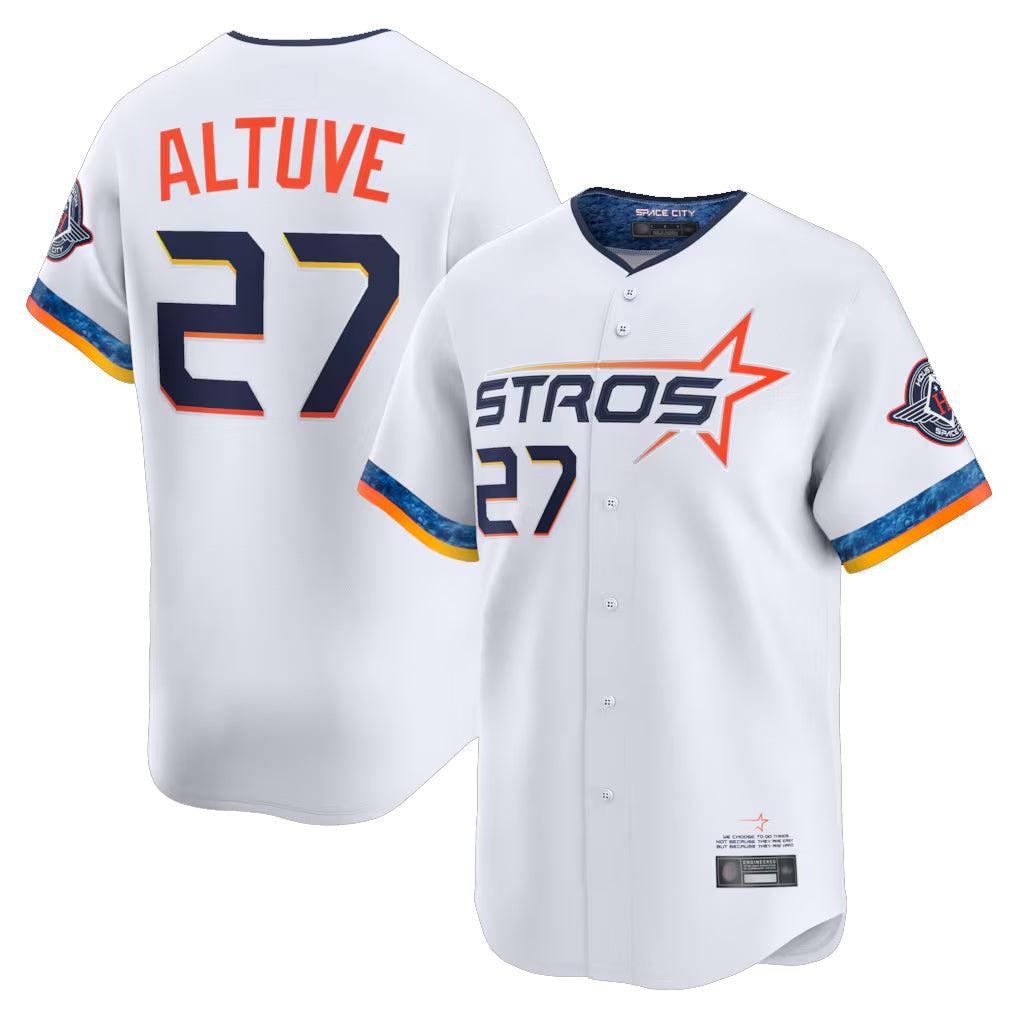 Rebec H.Astros #27 Jose Altuve Player White City Connect Limited Home Stitched Jerseys