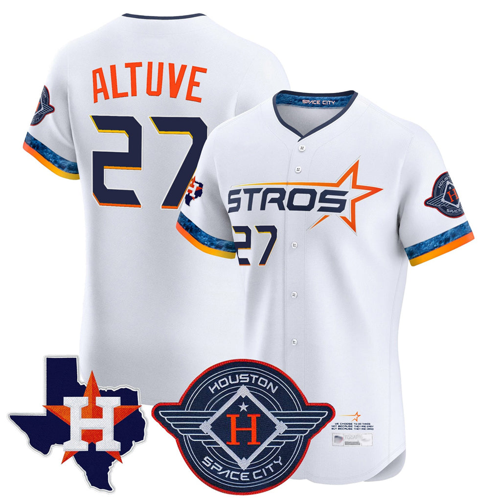 Rebec H.Astros #27 Jose Altuve Player White City Connect Texas Patch Vapor Premier Limited Elite Home Stitched Jerseys