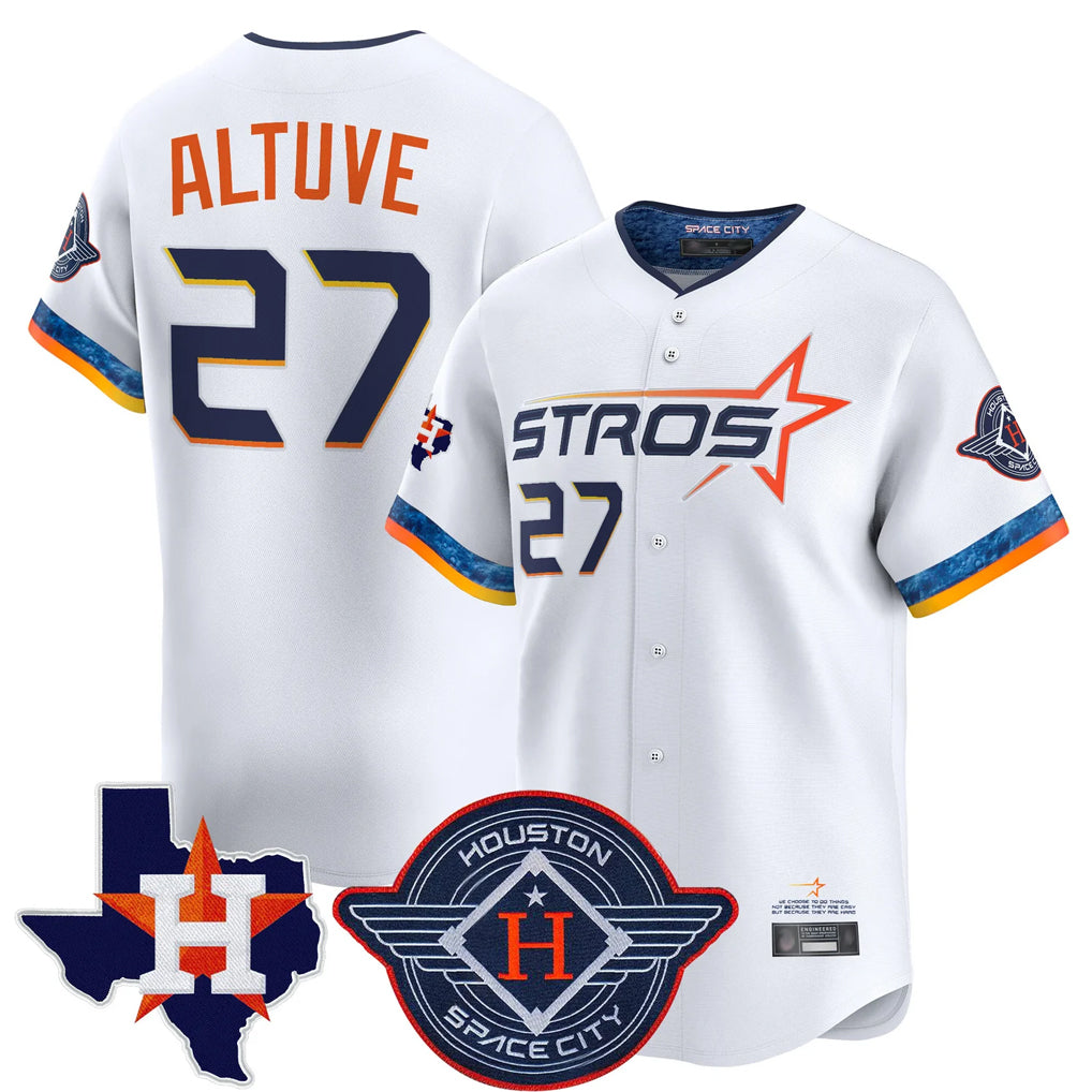 Rebec H.Astros #27 Jose Altuve Player White City Connect Texas Patch Vapor Premier Limited Home Stitched Jerseys