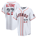 Rebec H.Astros #27 Jose Altuve White USA 250 Fourth of July Home Stadium Jersey