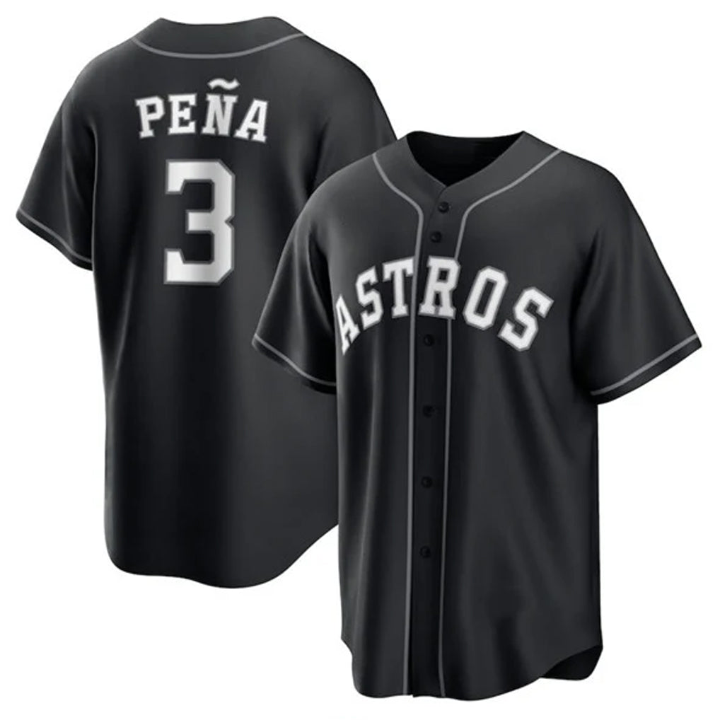 Rebec H.Astros #3 Jeremy Pe?a Player Black Home Game Stitched Jerseys