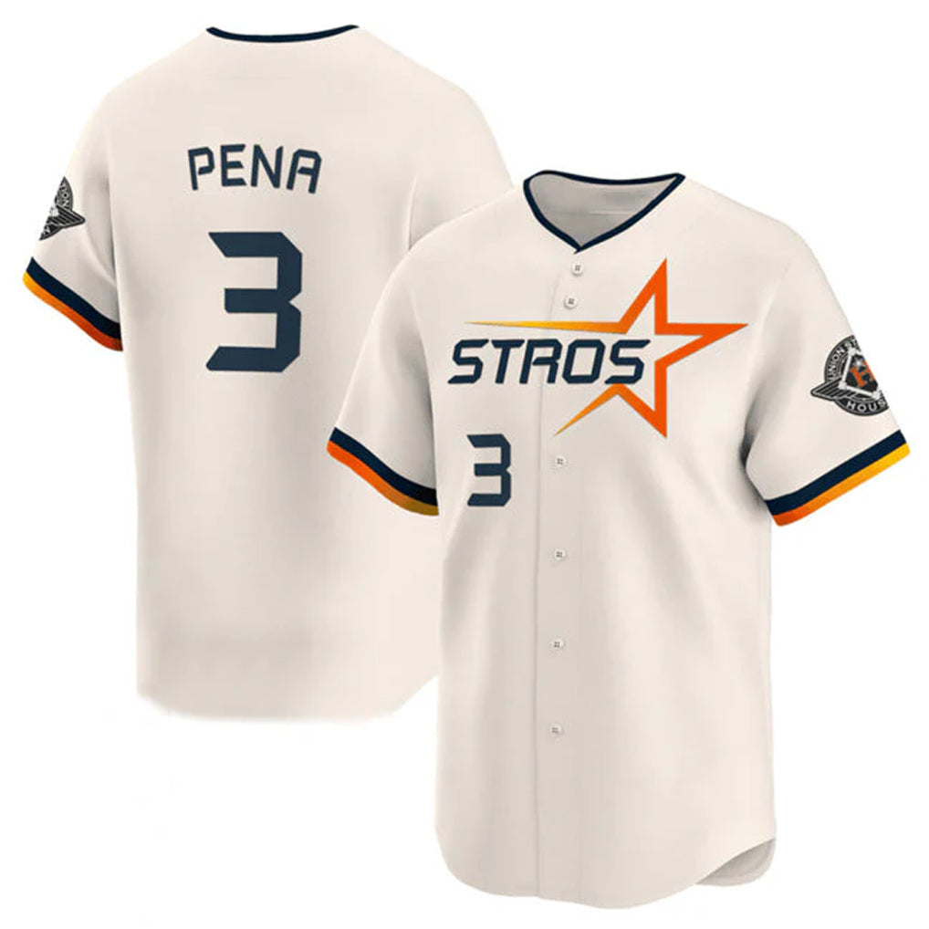Rebec H.Astros #3 Jeremy Pe?a Player Cream Limited Home Stitched Jerseys