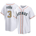 Rebec H.Astros #3 Jeremy Pe?a Player Gold Collection Game Home Stitched Jerseys