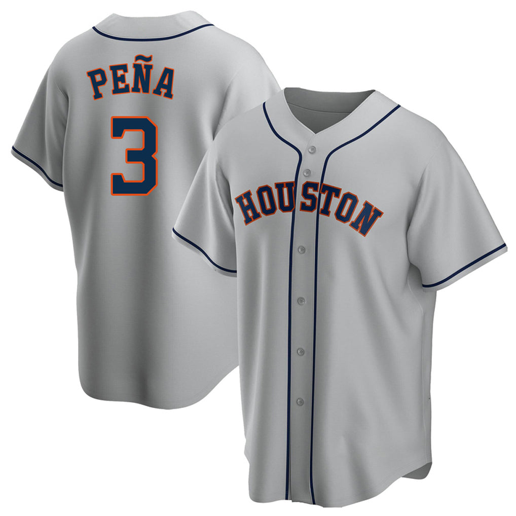Rebec H.Astros #3 Jeremy Pe?a Player Gray Home Game Stitched Jerseys