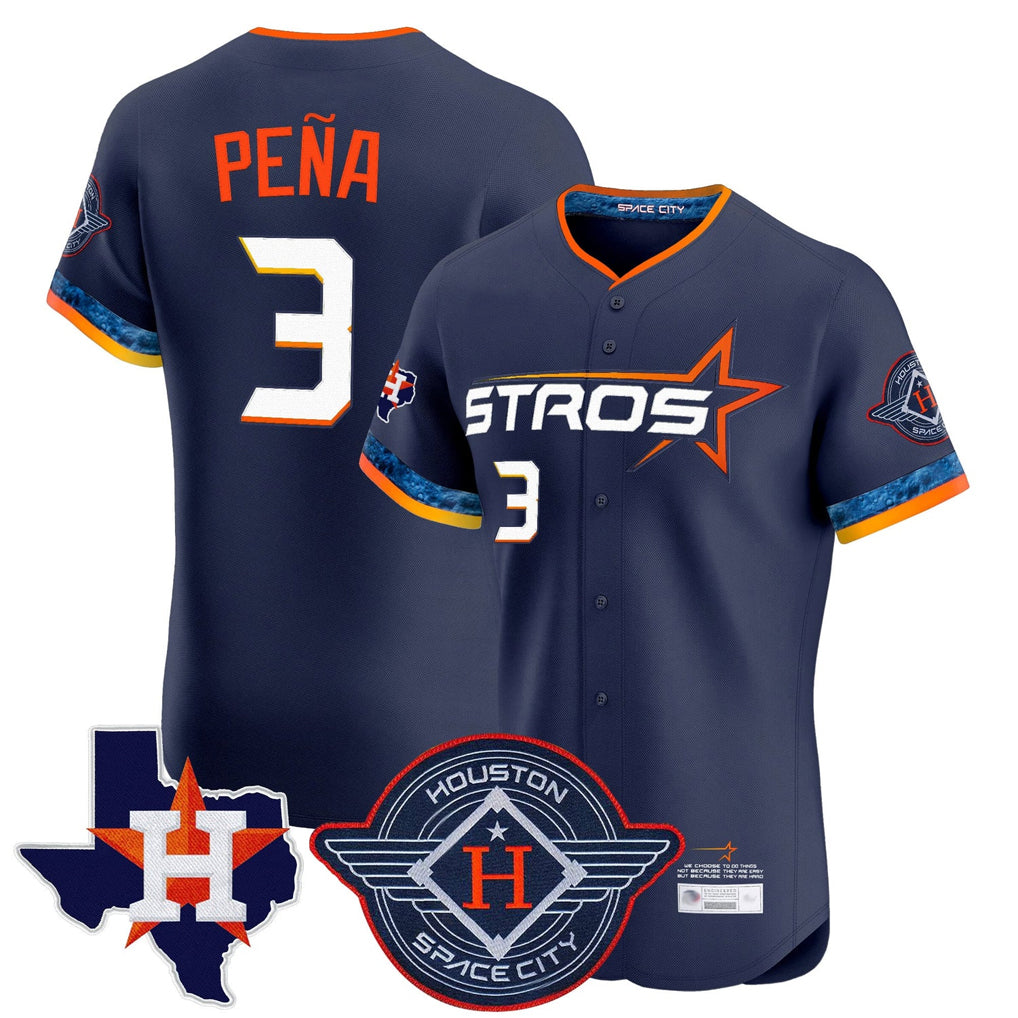 Rebec H.Astros #3 Jeremy Pe?a Player Navy City Connect Texas Patch Vapor Premier Limited Elite Home Stitched Jerseys