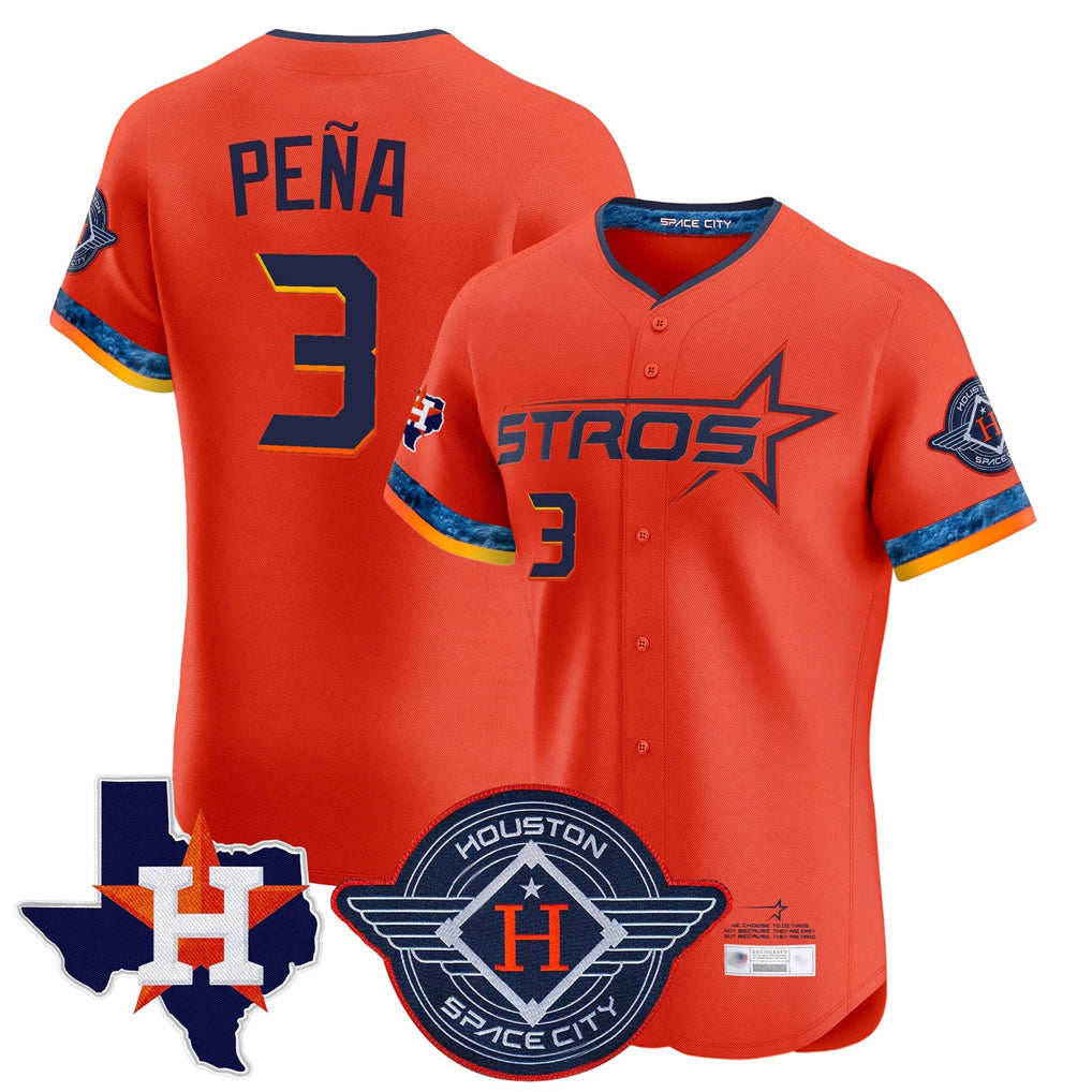 Rebec H.Astros #3 Jeremy Pe?a Player Orange City Connect Texas Patch Vapor Premier Limited Elite Home Stitched Jerseys