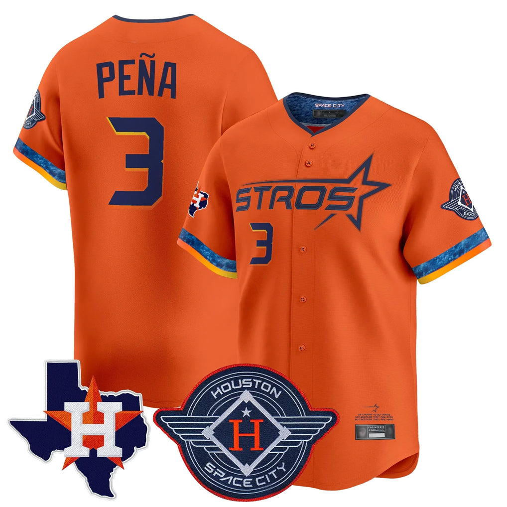 Rebec H.Astros #3 Jeremy Pe?a Player Orange City Connect Texas Patch Vapor Premier Limited Home Stitched Jerseys
