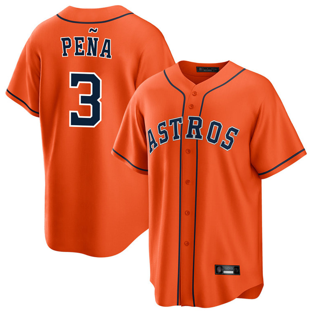 Rebec H.Astros #3 Jeremy Pe?a Player Orange Home Game Stitched Jerseys