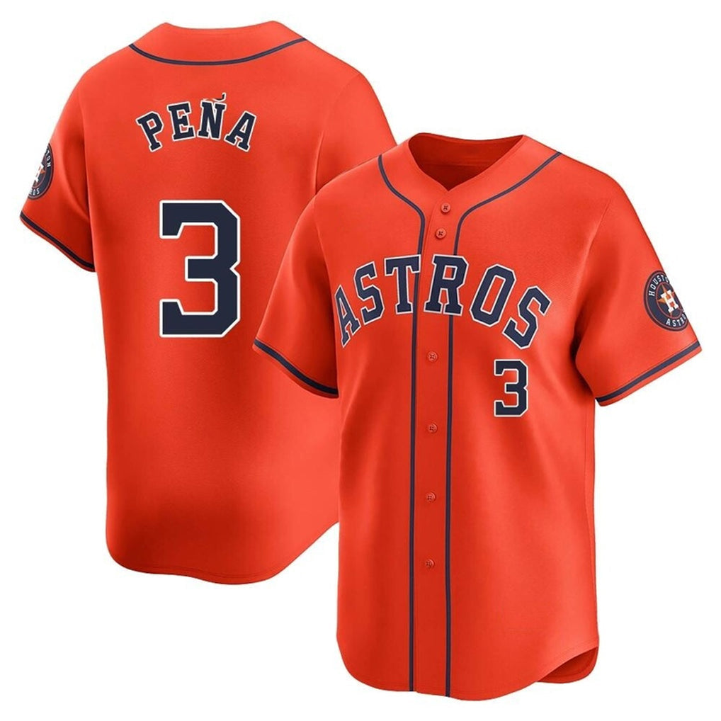 Rebec H.Astros #3 Jeremy Pe?a Player Orange Home Limited Stitched Jerseys