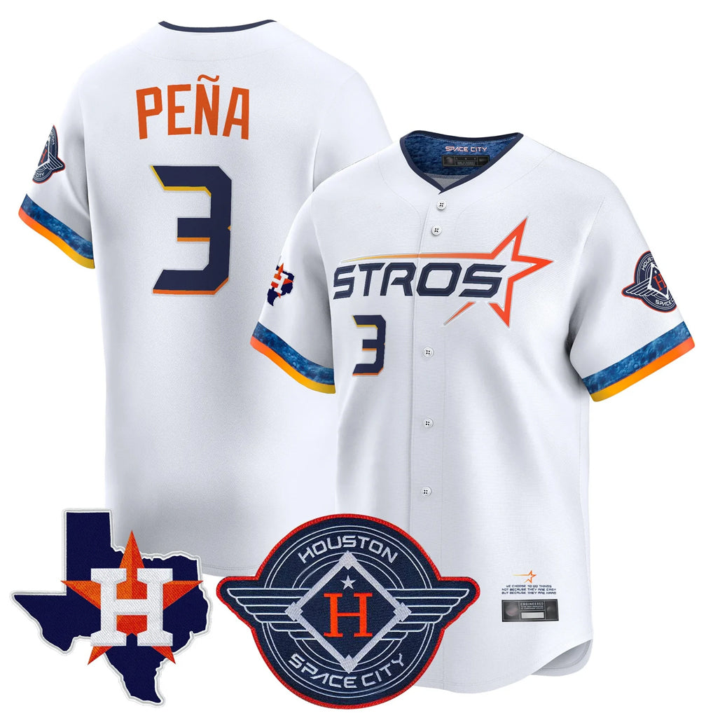 Rebec H.Astros #3 Jeremy Pe?a Player White City Connect Texas Patch Vapor Premier Limited Home Stitched Jerseys