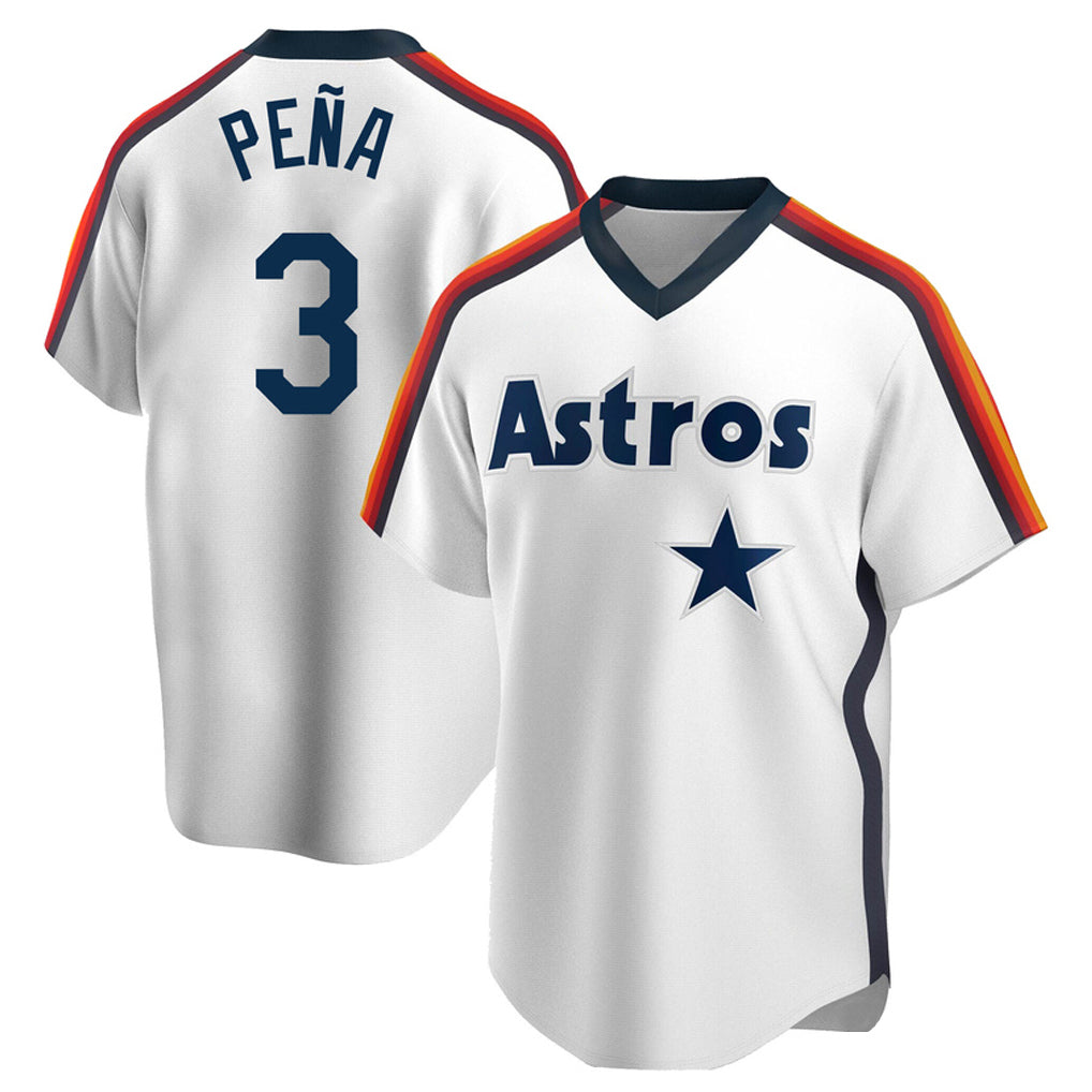 Rebec H.Astros #3 Jeremy Pe?a Player White Cooperstown Collection T-shirt Stitched Jerseys