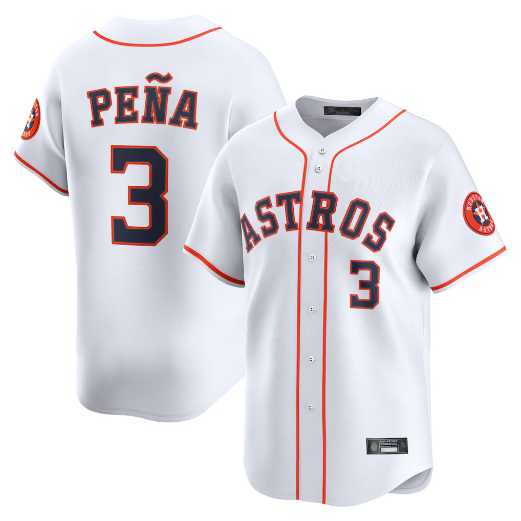 Rebec H.Astros #3 Jeremy Pe?a Player White Home Limited Stitched Jerseys