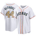 Rebec H.Astros #44 Yordan Alvarez Player Gold Collection Game Home Stitched Jerseys