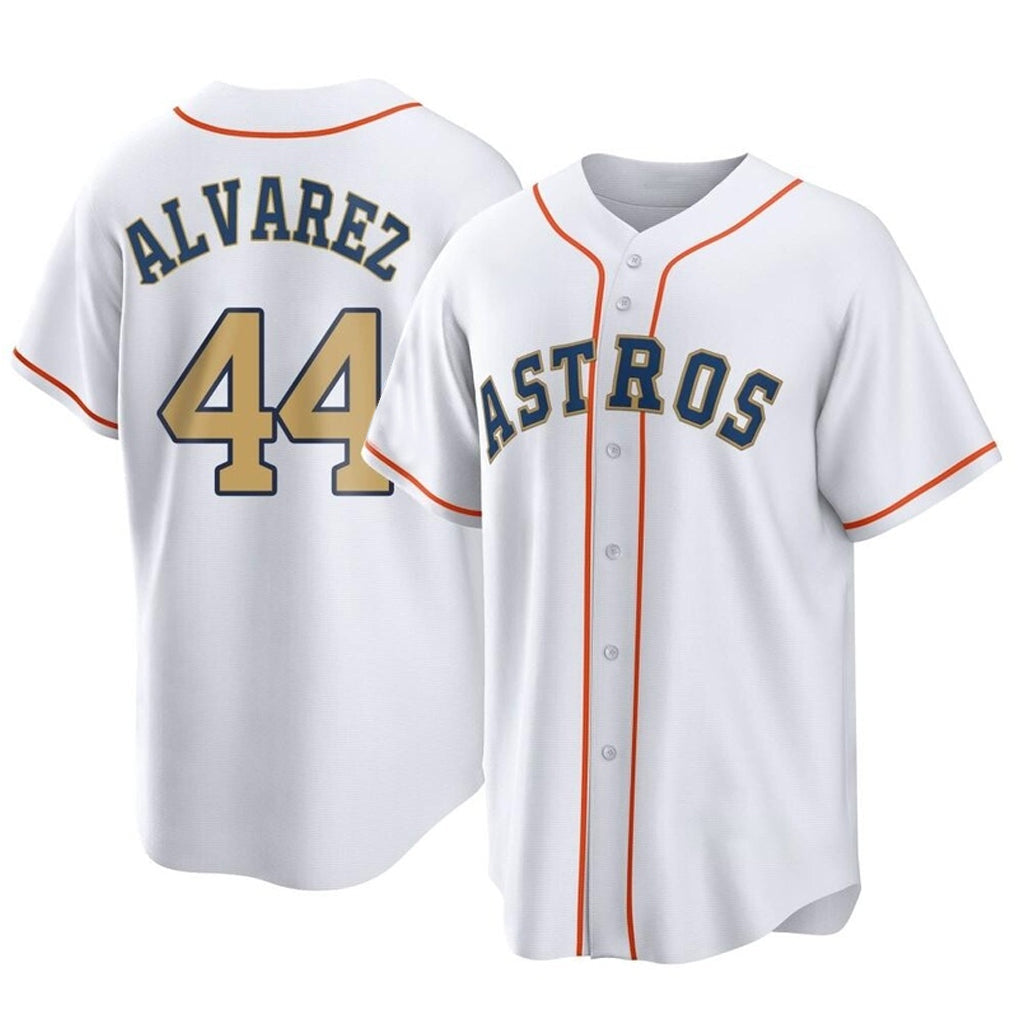 Rebec H.Astros #44 Yordan Alvarez Player Gold Collection Game Home Stitched Jerseys