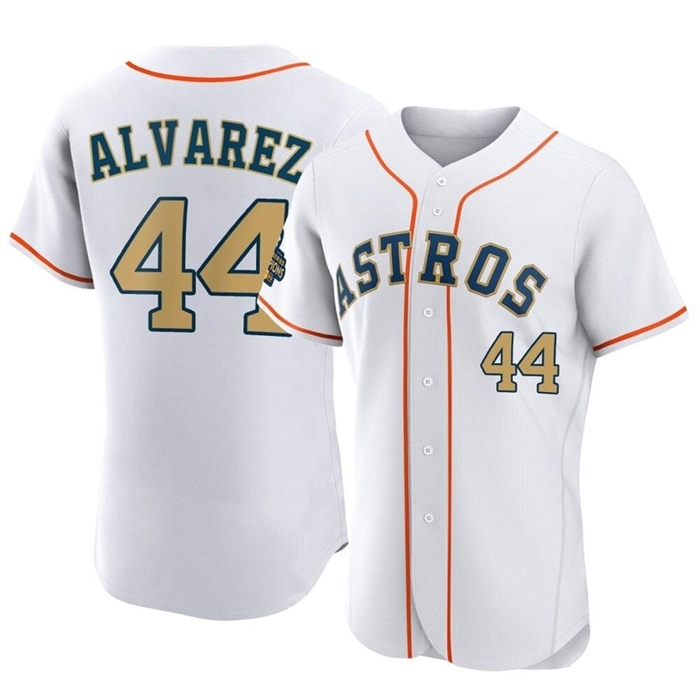 Rebec H.Astros #44 Yordan Alvarez Player Gold Collection Limited Elite Home Stitched Jerseys