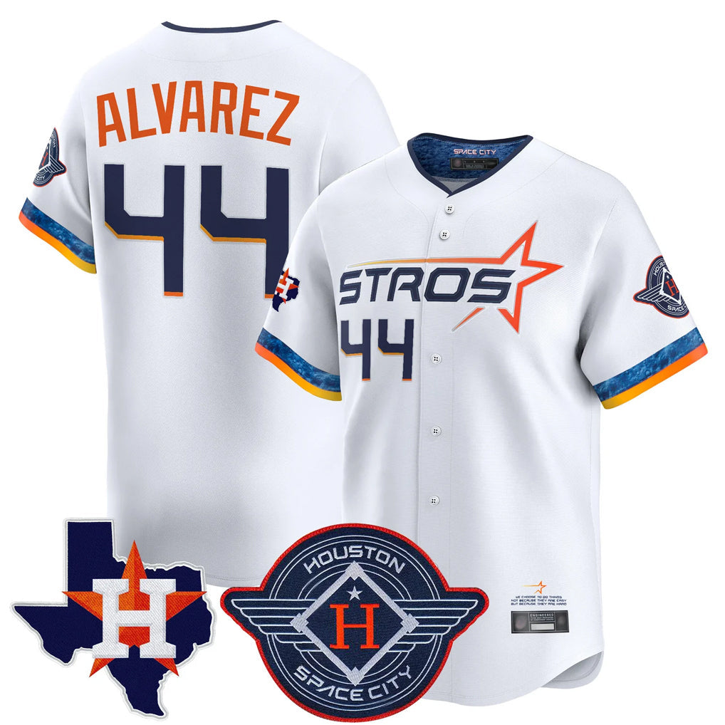 Rebec H.Astros #44 Yordan Alvarez Player White City Connect Texas Patch Vapor Premier Limited Home Stitched Jerseys