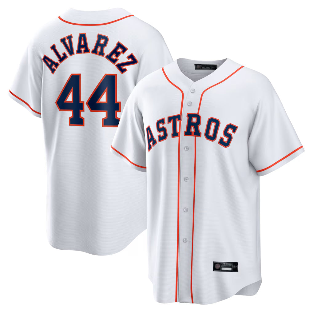 Rebec H.Astros #44 Yordan Alvarez Player White Home Game Stitched Jerseys