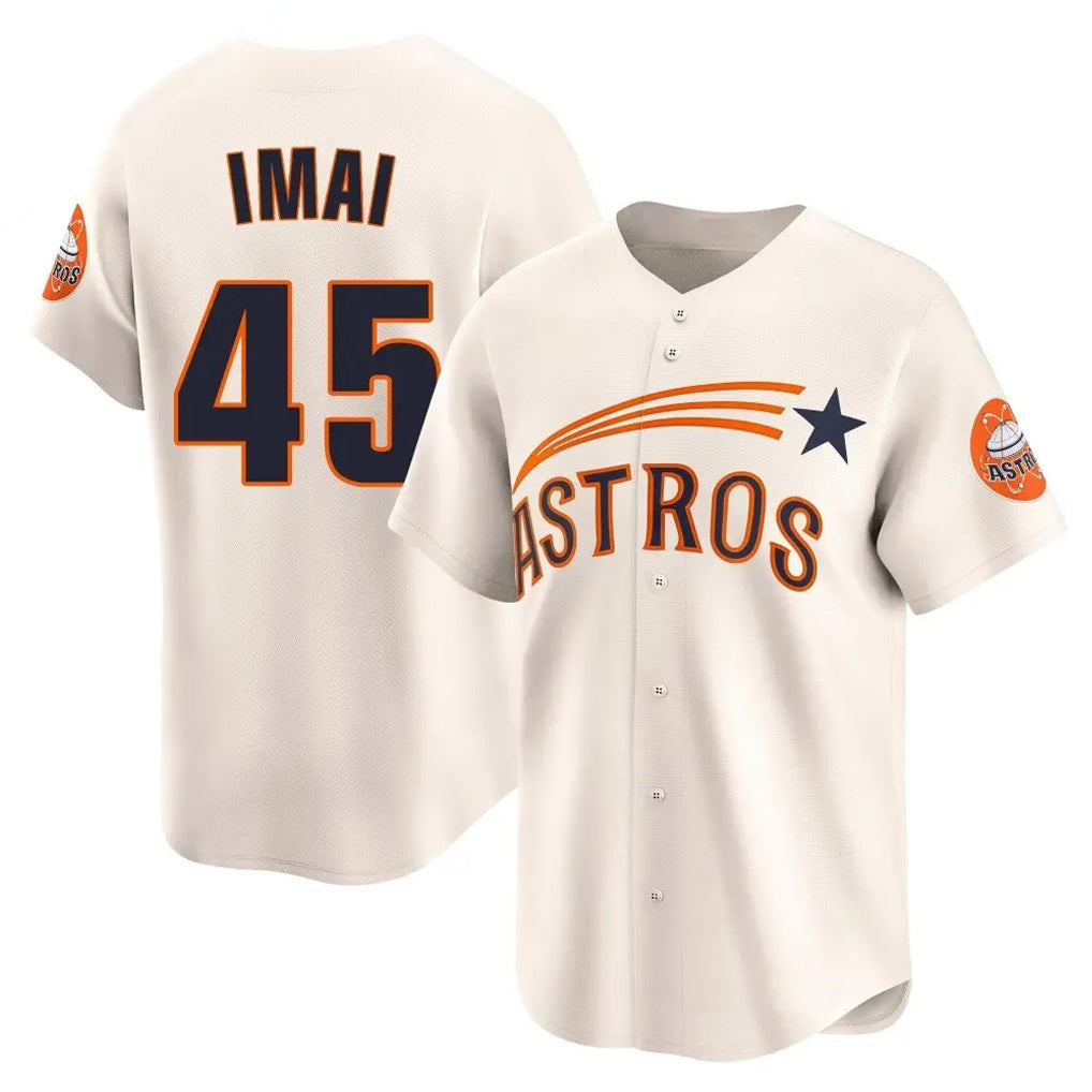 Rebec H.Astros #45 Tatsuya Imai Player Cream Throwback Cooperstown Collection Limited Stitched Jerseys