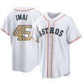 Rebec H.Astros #45 Tatsuya Imai Player Gold Collection Game Home Stitched Jerseys
