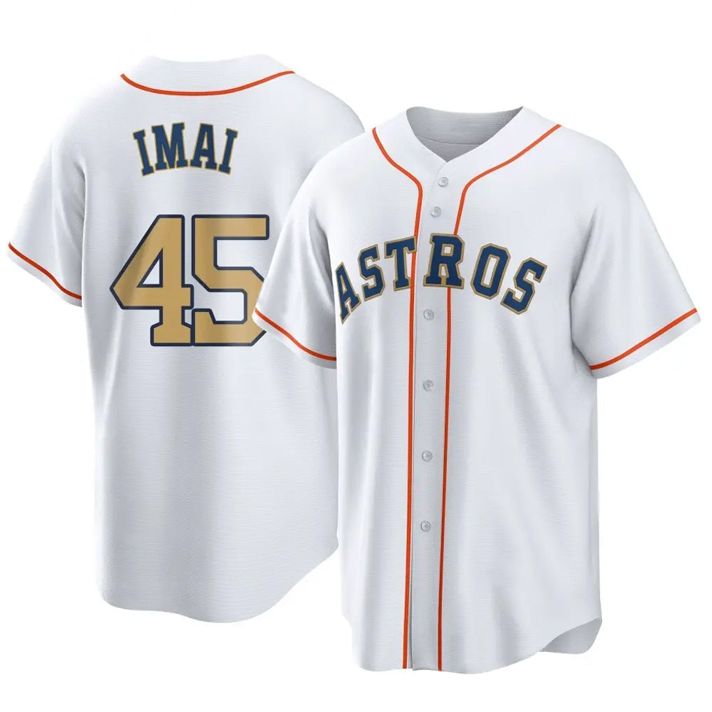 Rebec H.Astros #45 Tatsuya Imai Player Gold Collection Game Home Stitched Jerseys