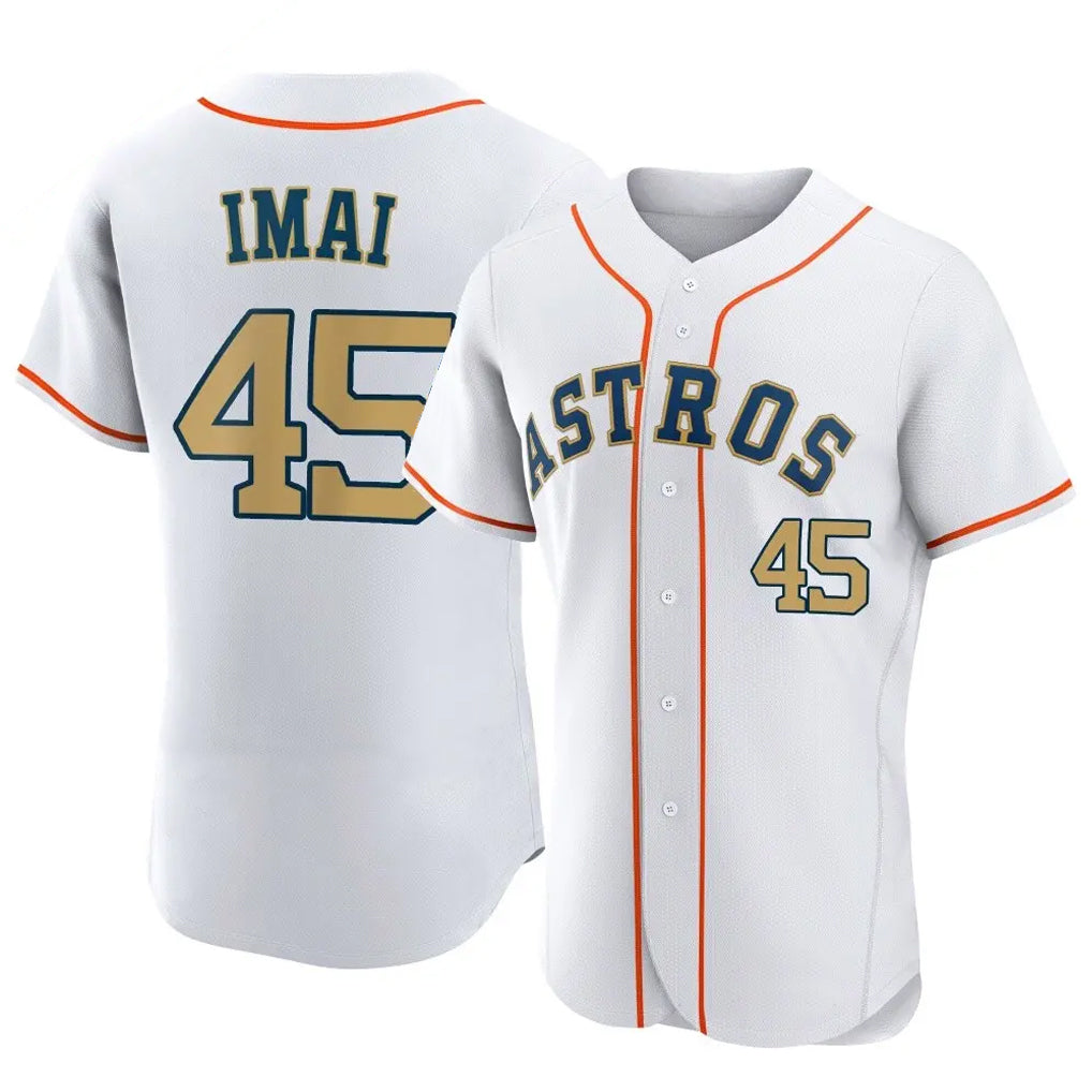 Rebec H.Astros #45 Tatsuya Imai Player Gold Collection Limited Elite Home Stitched Jerseys
