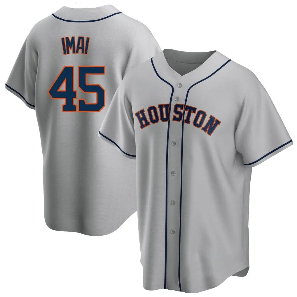 Rebec H.Astros #45 Tatsuya Imai Player Gray Home Game Stitched Jerseys