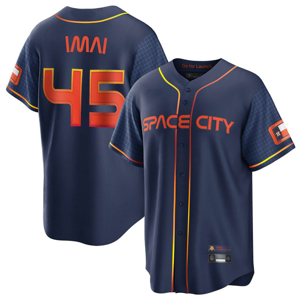 Rebec H.Astros #45 Tatsuya Imai Player Navy City Connect Home Game Stitched Jerseys