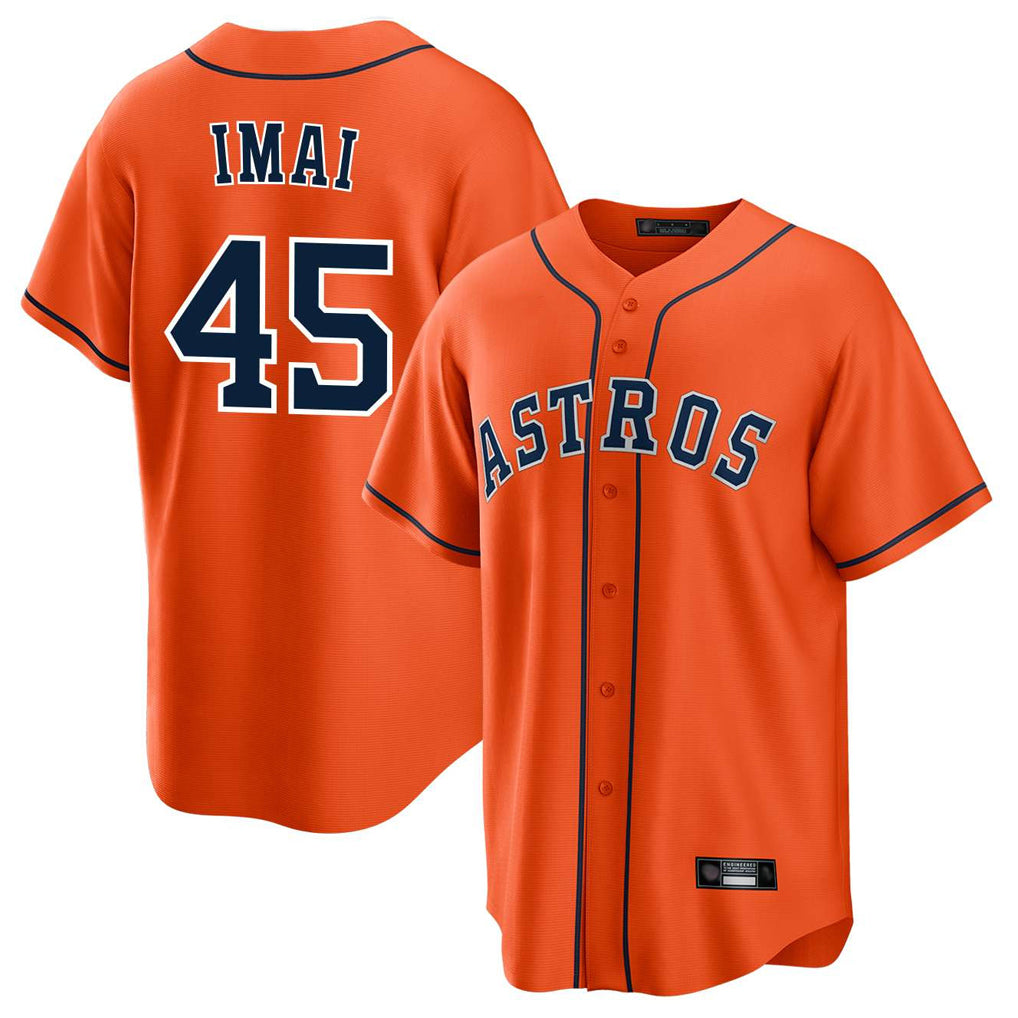 Rebec H.Astros #45 Tatsuya Imai Player Orange Home Game Stitched Jerseys