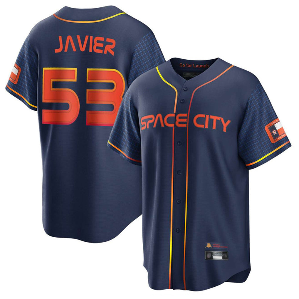 Rebec H.Astros #53 Cristian Javier Player Navy City Connect Home Game Stitched Jerseys
