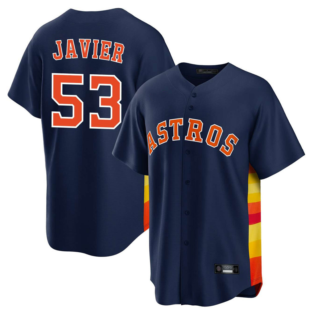 Rebec H.Astros #53 Cristian Javier Player Navy Home Game Stitched Jerseys
