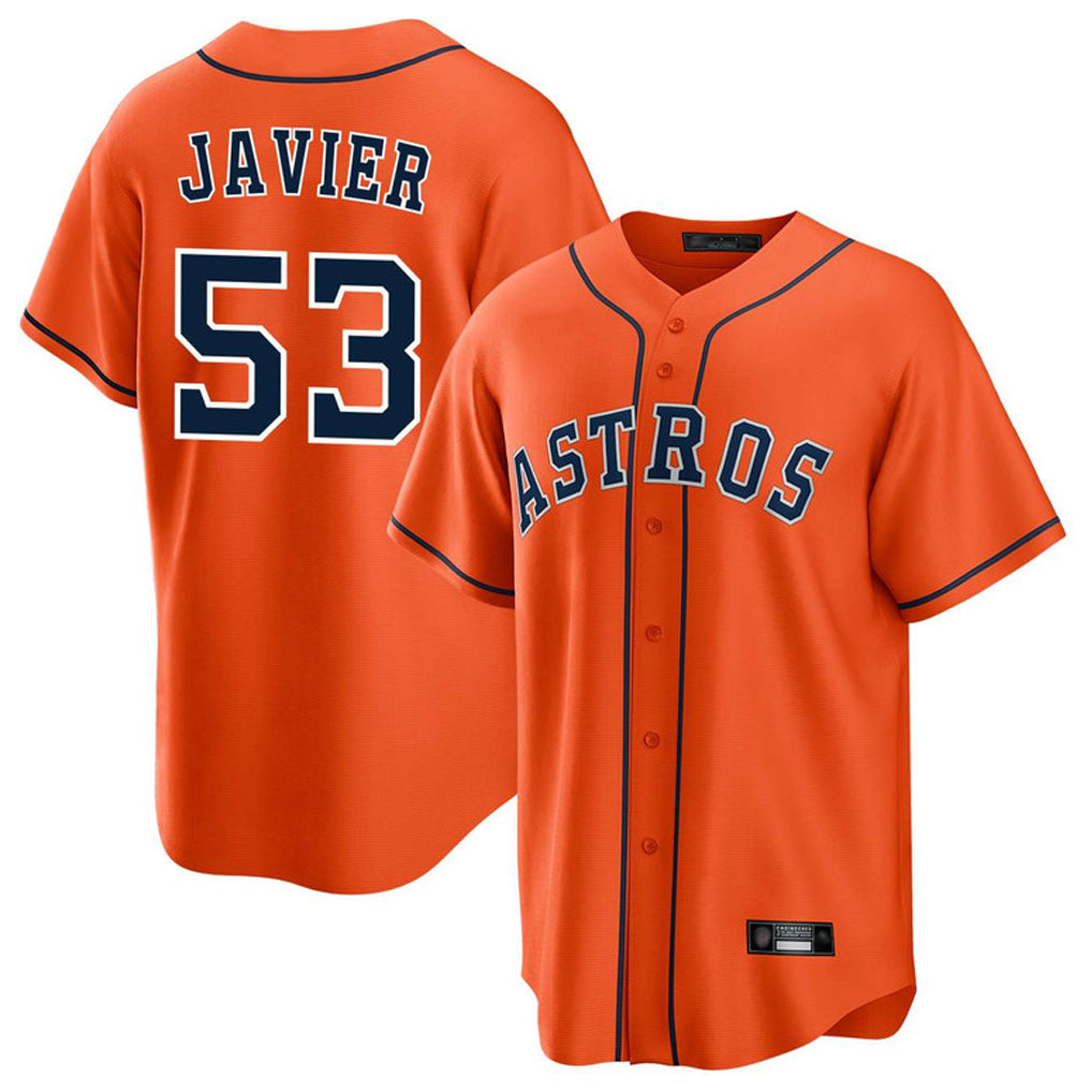 Rebec H.Astros #53 Cristian Javier Player Orange Home Game Stitched Jerseys