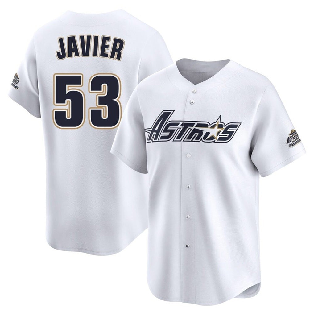 Rebec H.Astros #53 Cristian Javier Player White Throwback Cooperstown Collection Limited Stitched Jerseys