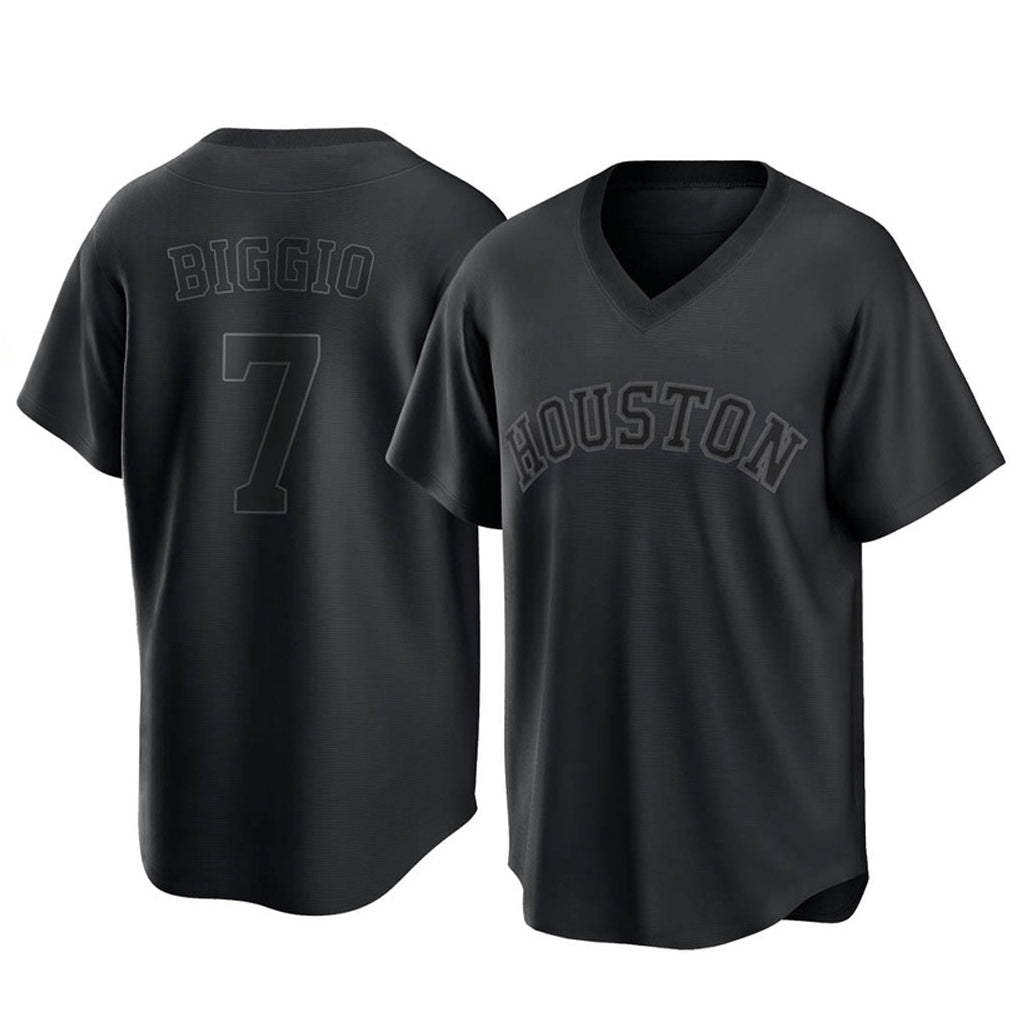 Rebec H.Astros #7 Craig Biggio Player Black Fashion T-shirt Home Game Stitched Jerseys