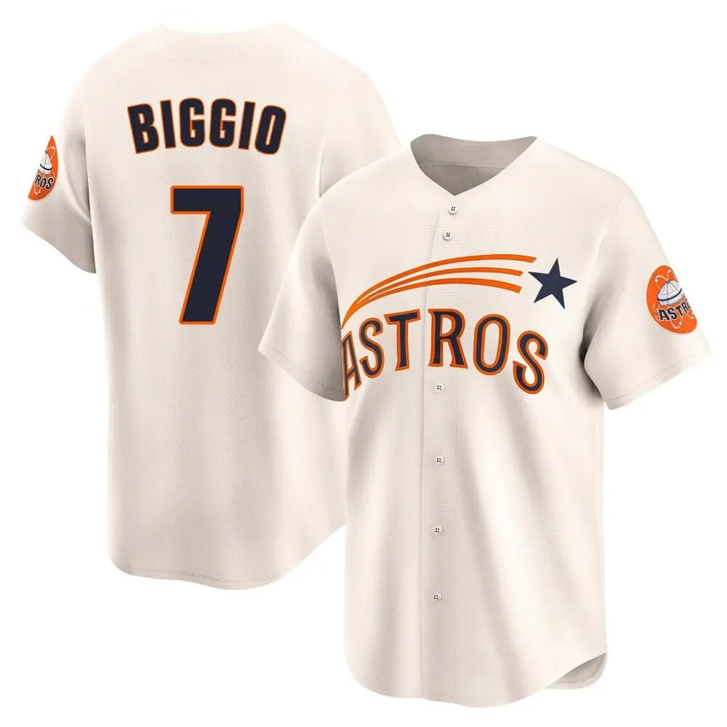 Rebec H.Astros #7 Craig Biggio Player Cream Throwback Cooperstown Collection Limited Stitched Jerseys