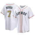Rebec H.Astros #7 Craig Biggio Player Gold Collection Game Home Stitched Jerseys